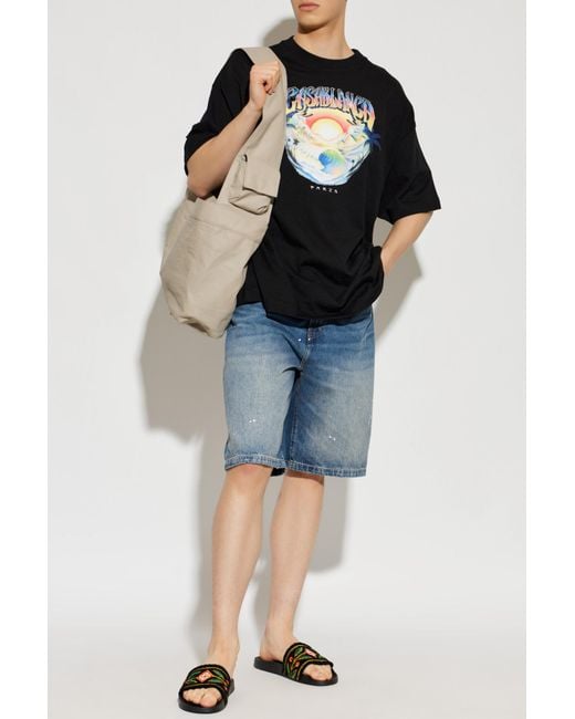 Casablanca Black T-Shirt With Colorful Print for men