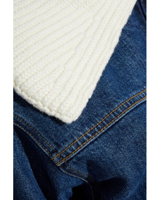 Self-Portrait Blue Denim Jacket With Detachable Collar