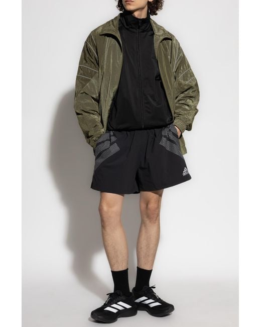 Adidas Originals Green Jacket With Printed Logo for men