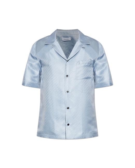 Ferragamo Blue Silk Shirt for men