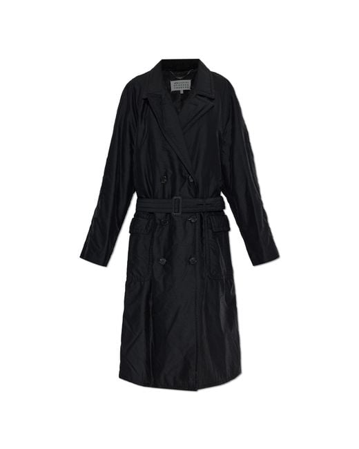 Maison Margiela Black Double-Breasted Wool Coat