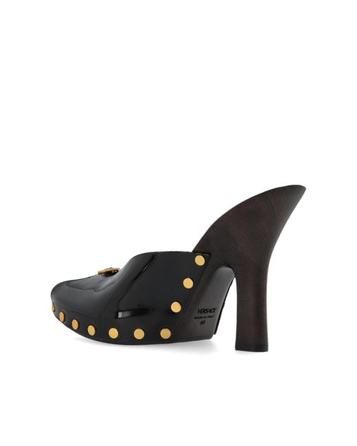Versace Black Heeled Mules