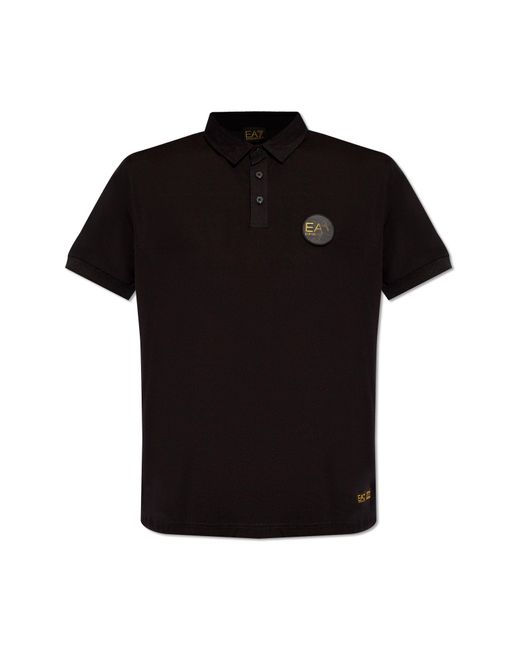 EA7 Black Polo Shirt With Logo, for men