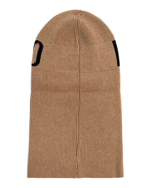 Moschino Brown Balaclava With Logo,