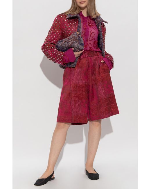 Dries Van Noten Red Shorts With Pockets