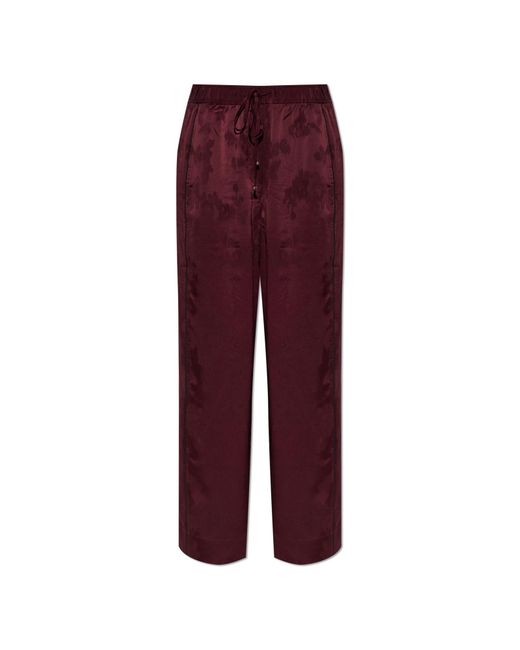 Ganni Purple Trousers With Floral Motif
