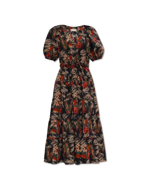 Ulla Johnson Brown ‘Olina’ Dress With Floral Motif