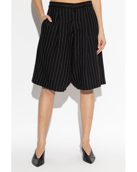 R13 Black Shorts With A Striped Pattern