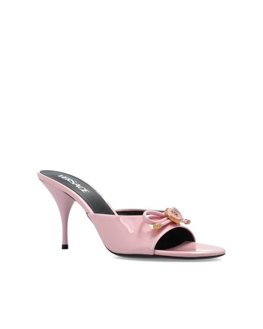 Versace Pink Heeled Mules "Opera Bow"