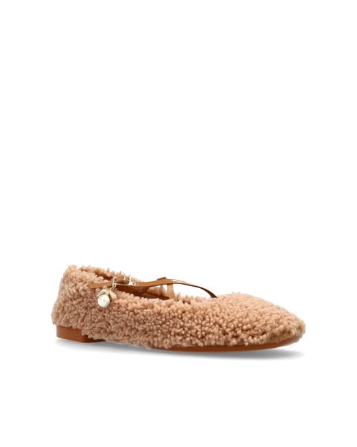 Jimmy Choo Natural Futrzane Ballerinas "Eleri"