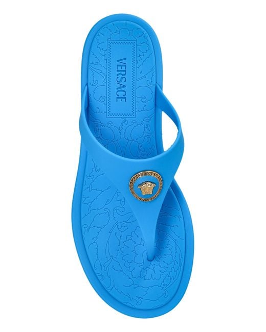 Versace Blue Rubber Flip-Flops