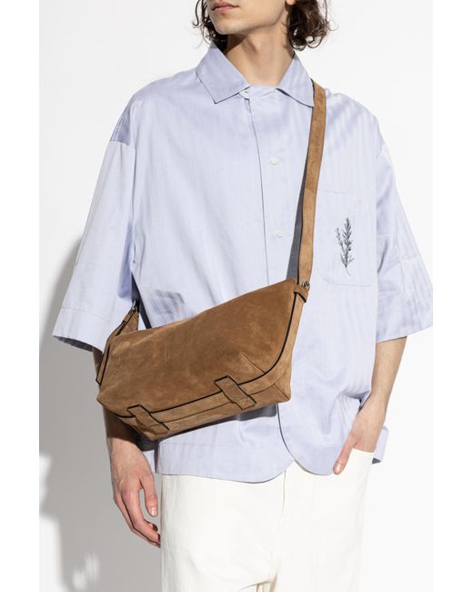 Moschino Brown Suede Shoulder Bag for men