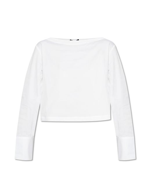 Theory White Top With Boat Neck,