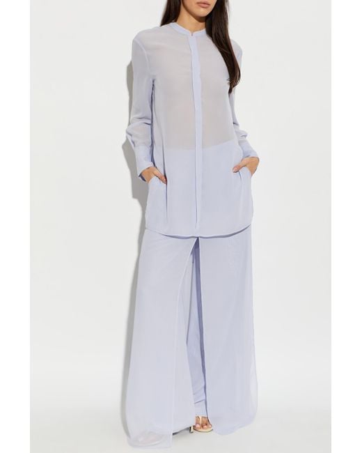 Emporio Armani White Shirt With A Stand-Up Collar
