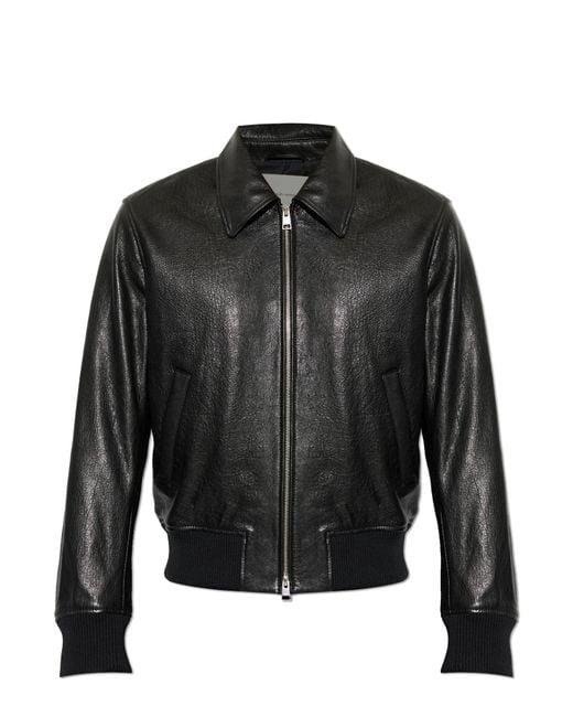 AMI Black Leather Jacket for men