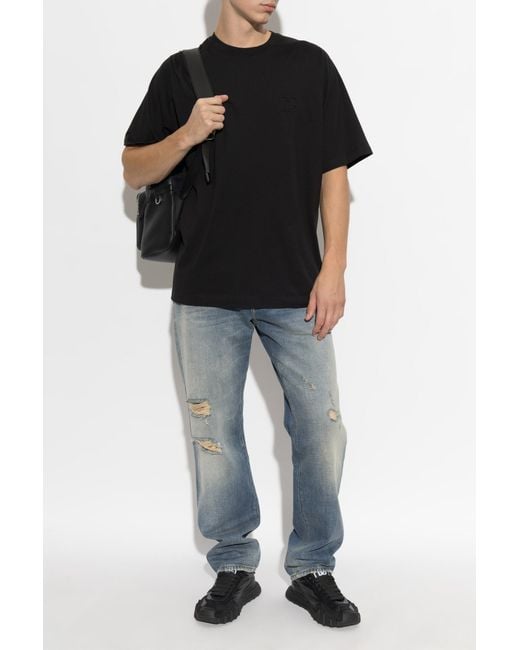 Dolce & Gabbana Black T-Shirt With A Raised Logo for men