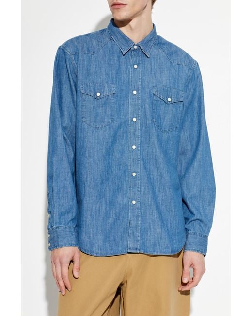 Officine Generale Blue 'Mavierick' Shirt for men