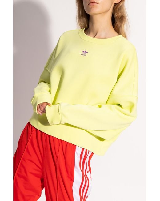 adidas Originals Cotton Sweatshirt With Logo in Neon (Yellow) | Lyst