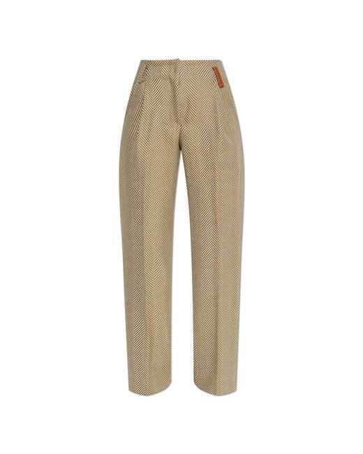 Forte_forte Natural Herringbone Pattern Trousers