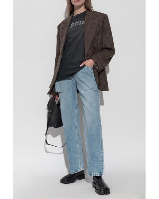Maison Margiela Brown Herringbone Pattern Blazer