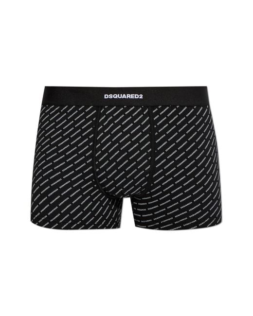 DSquared² Black Cotton Boxers With Monogram for men