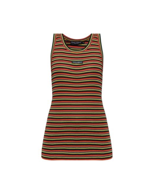 Dolce & Gabbana Brown Striped Pattern Top