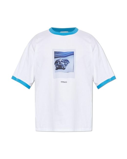 Versace Blue T-Shirt With Print for men