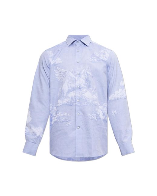 Etro Blue Patterned Shirt for men