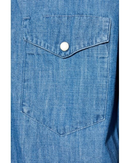 Officine Generale Blue 'Mavierick' Shirt for men