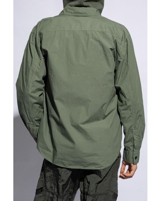 Stone Island Green Cotton Shirt With Pocket for men