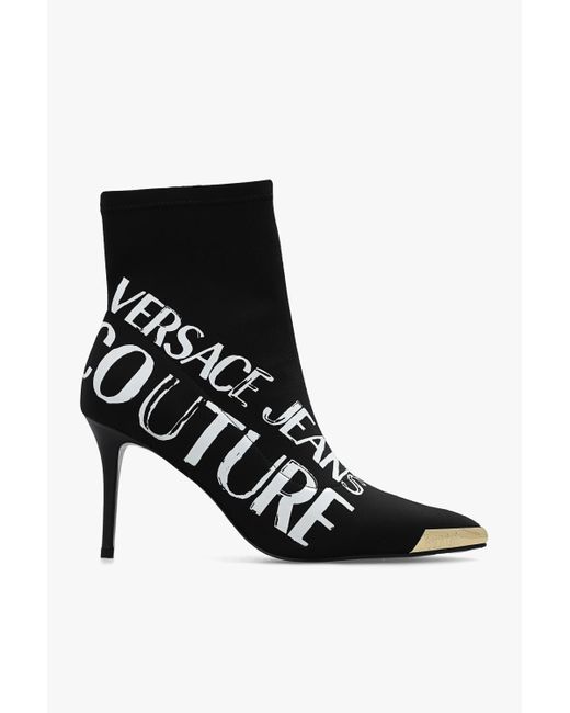 Versace Jeans Black 'scarlett' Heeled Ankle Boots