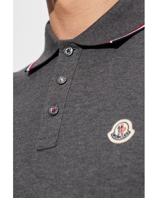 Moncler Blue Polo With Logo Patch for men