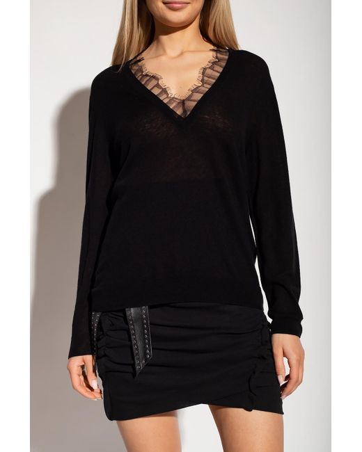 IRO Black 'Haby' Sweater With Lace