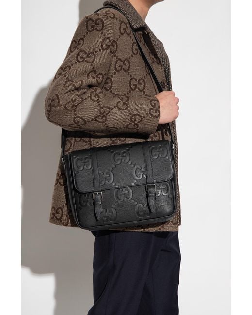 Gucci Black 'GG Jumbo Medium' Shoulder Bag, for men