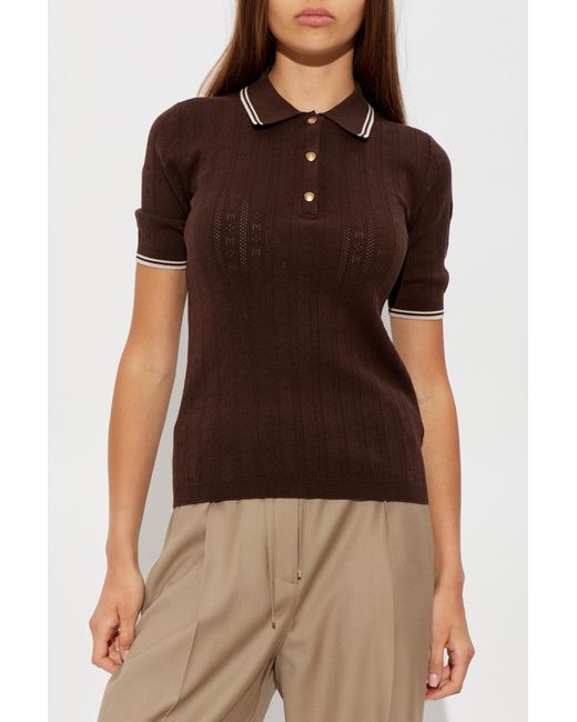 Moncler Brown Polo With Logo Patch