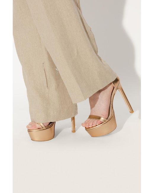Stuart Weitzman 'nudist Hollywood' Platform Sandals in Natural Lyst