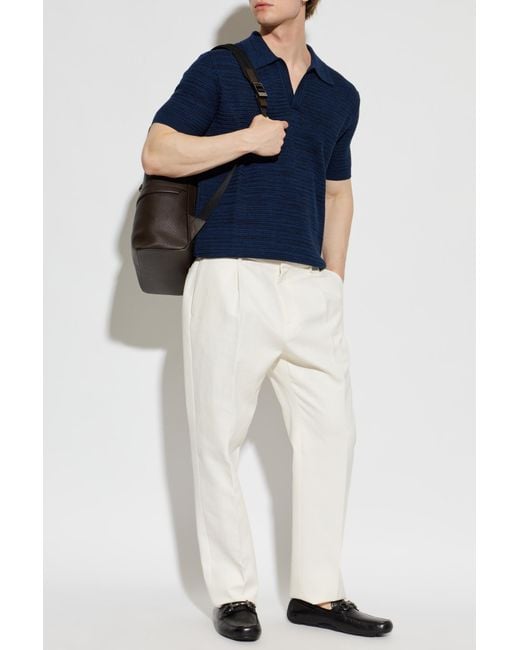 Etro Blue Polo With Decorative Weave for men