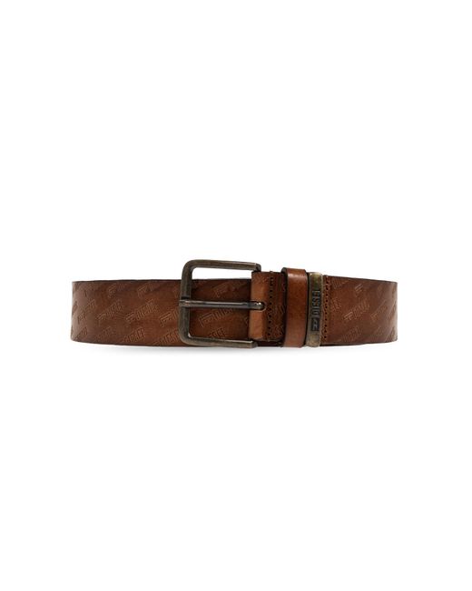 DIESEL Brown Leather Belt Logo B-Monogram' for men