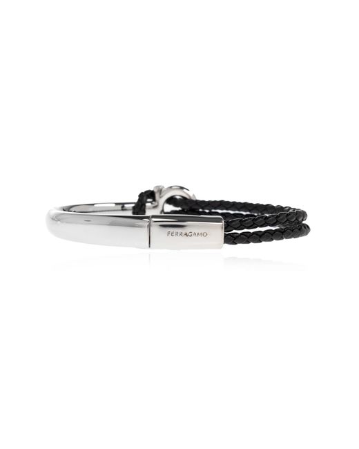 Ferragamo Black Bracelet With Logo for men