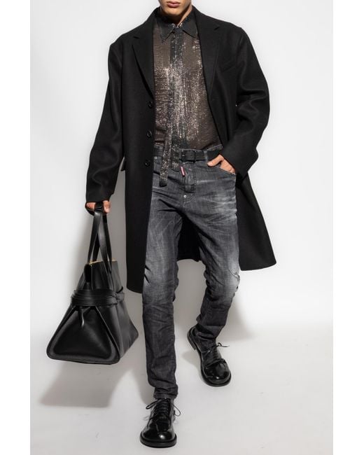 DSquared² Black Wool Coat for men