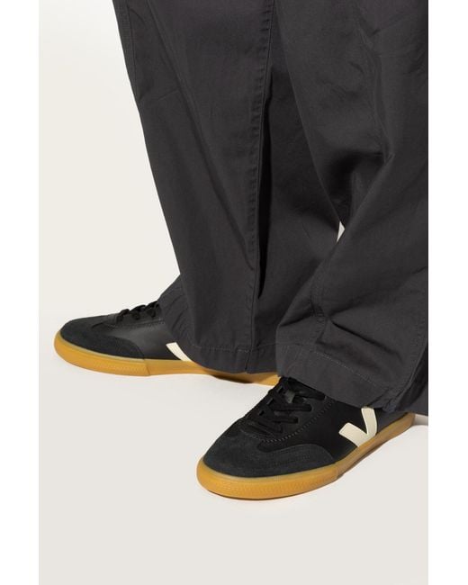 Veja Black Sports Shoes Volley O.T. Leather for men
