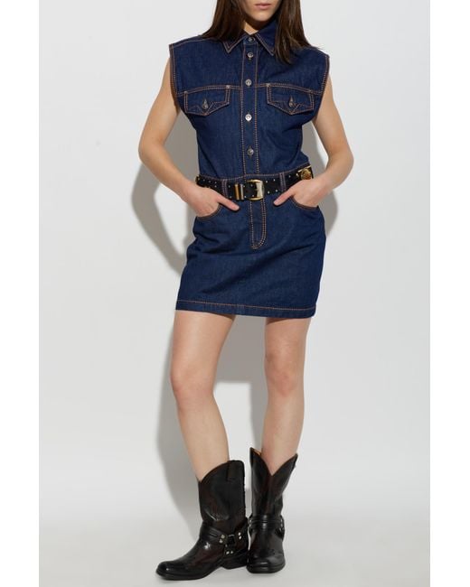 Versace Blue Sleeveless Denim Dress