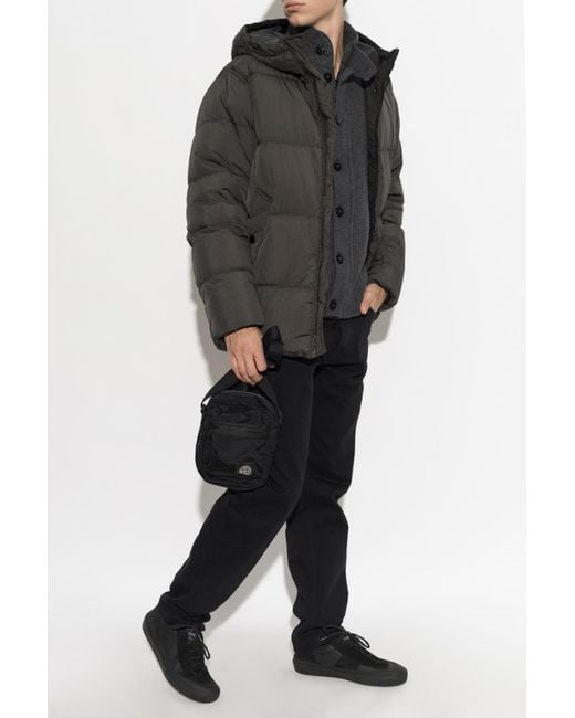Stone Island Gray Down Jacket With Hood for men