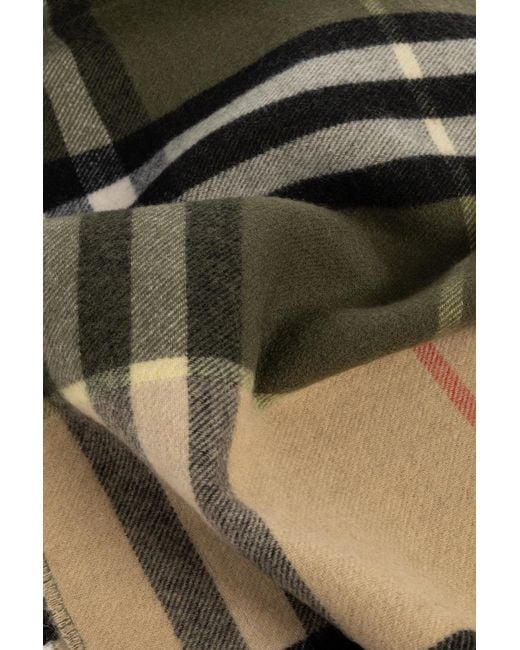 Burberry Black Cashmere Scarf With Check Pattern