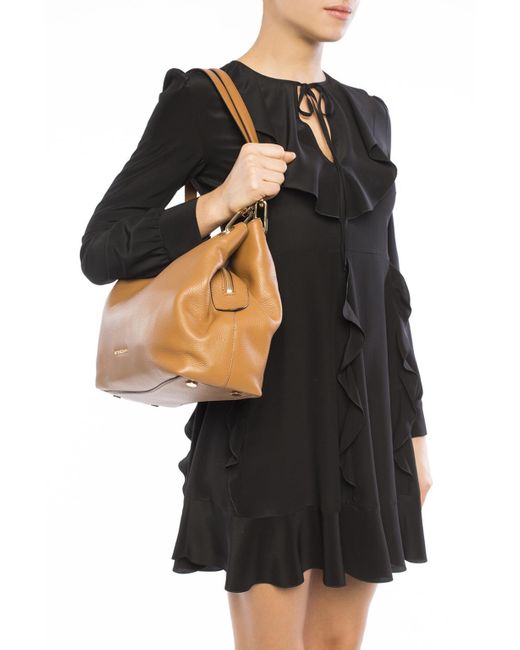 Michael Kors Michael Raven Large Leather Shoulder Bag in Brown Lyst