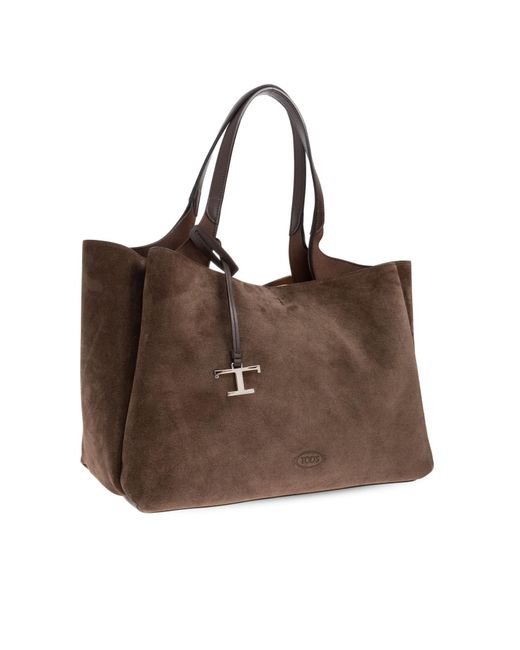 Tod's Black Suede Shopper Bag