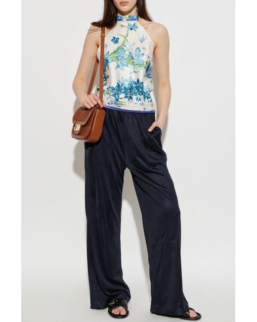 Ferragamo Blue Trousers With Lurex Thread