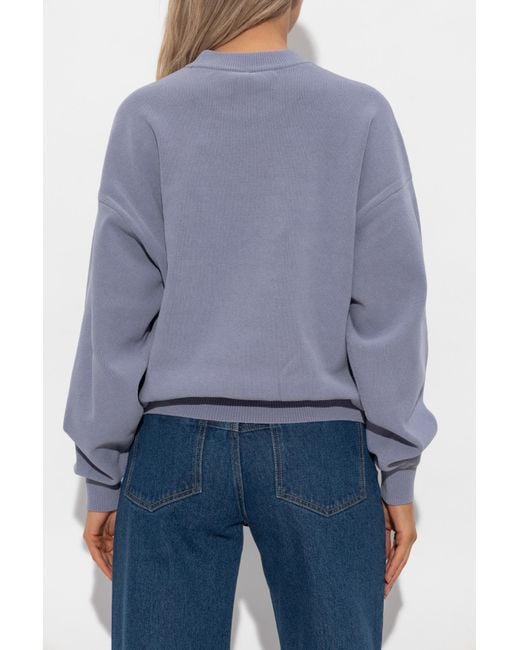 Alexander Wang Blue Sweater With Embossed Logo