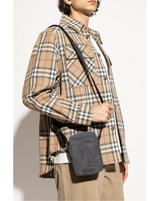 Burberry Gray Shoulder Bag With Logo for men