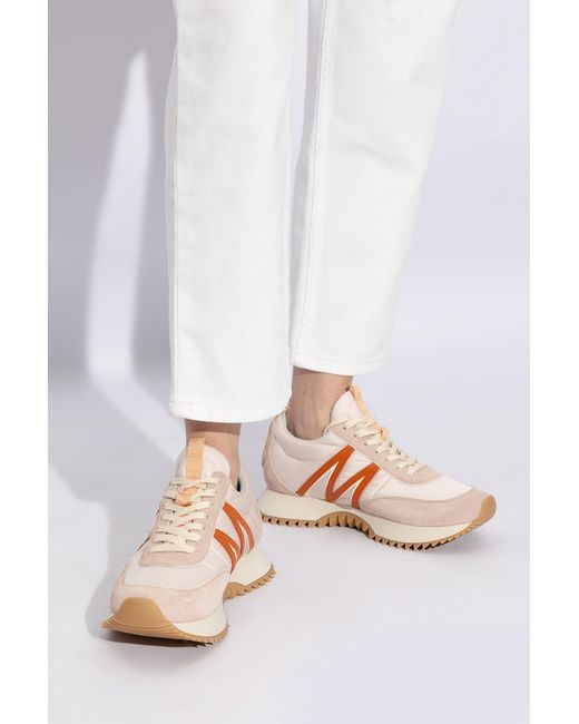 Moncler Pink Quilted Nylon Suede Lace-up Sneakers